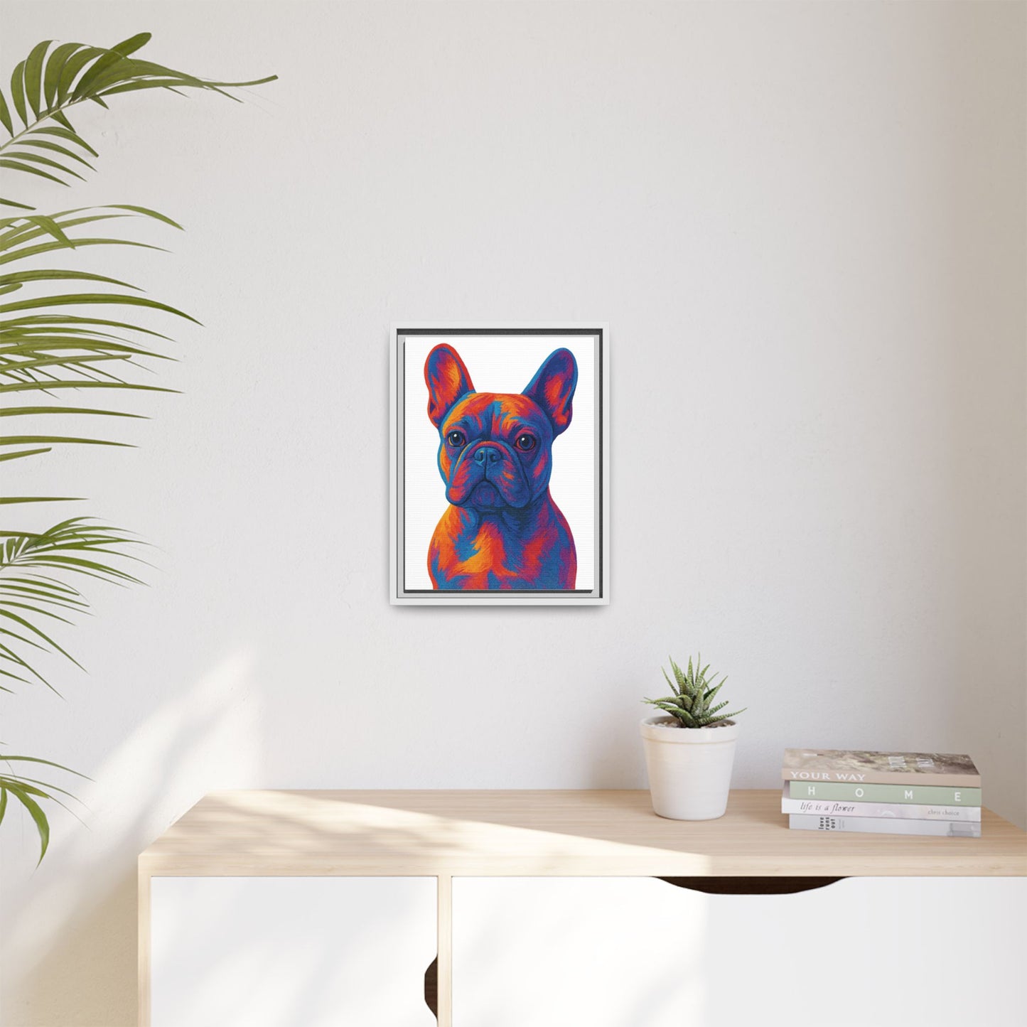 Matte Canvas, Framed (Multi-color) - The Pup Factory - White Frenchie