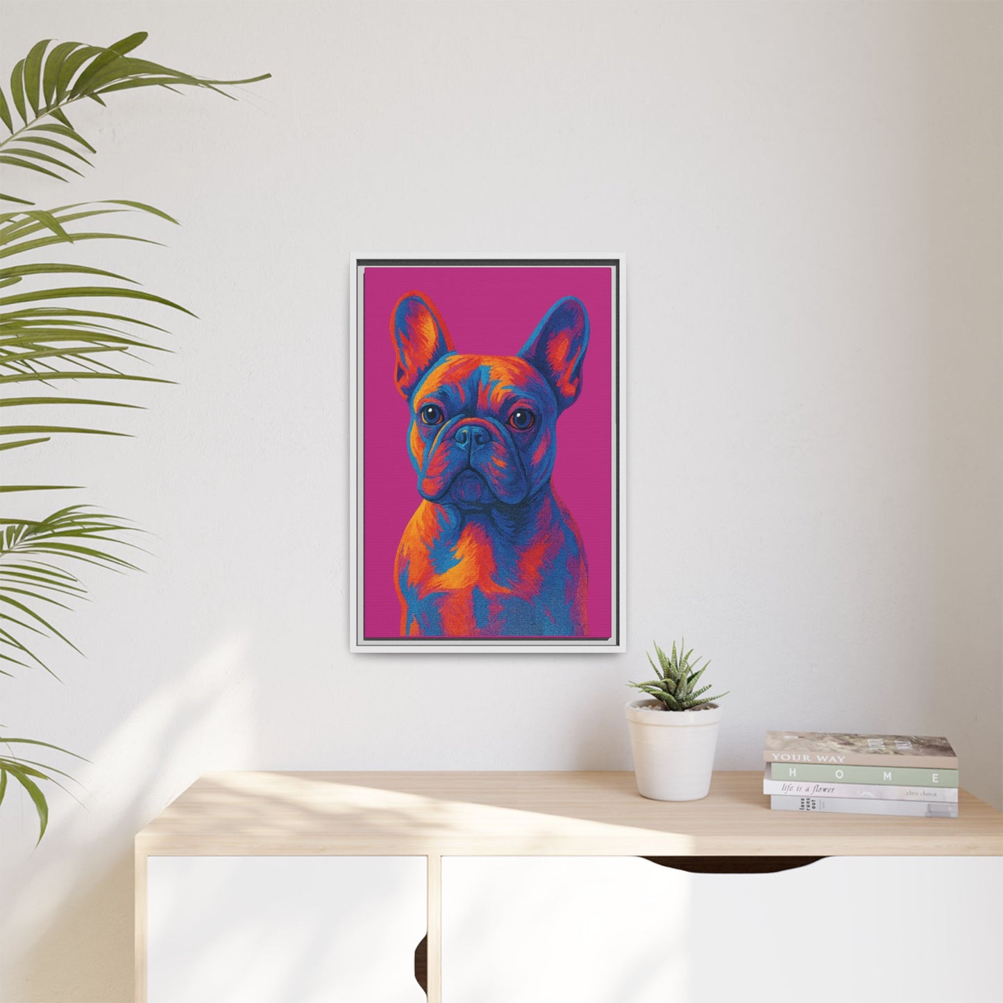 Matte Canvas, Framed (Multi-color) - The Pup Factory - Pink Frenchie