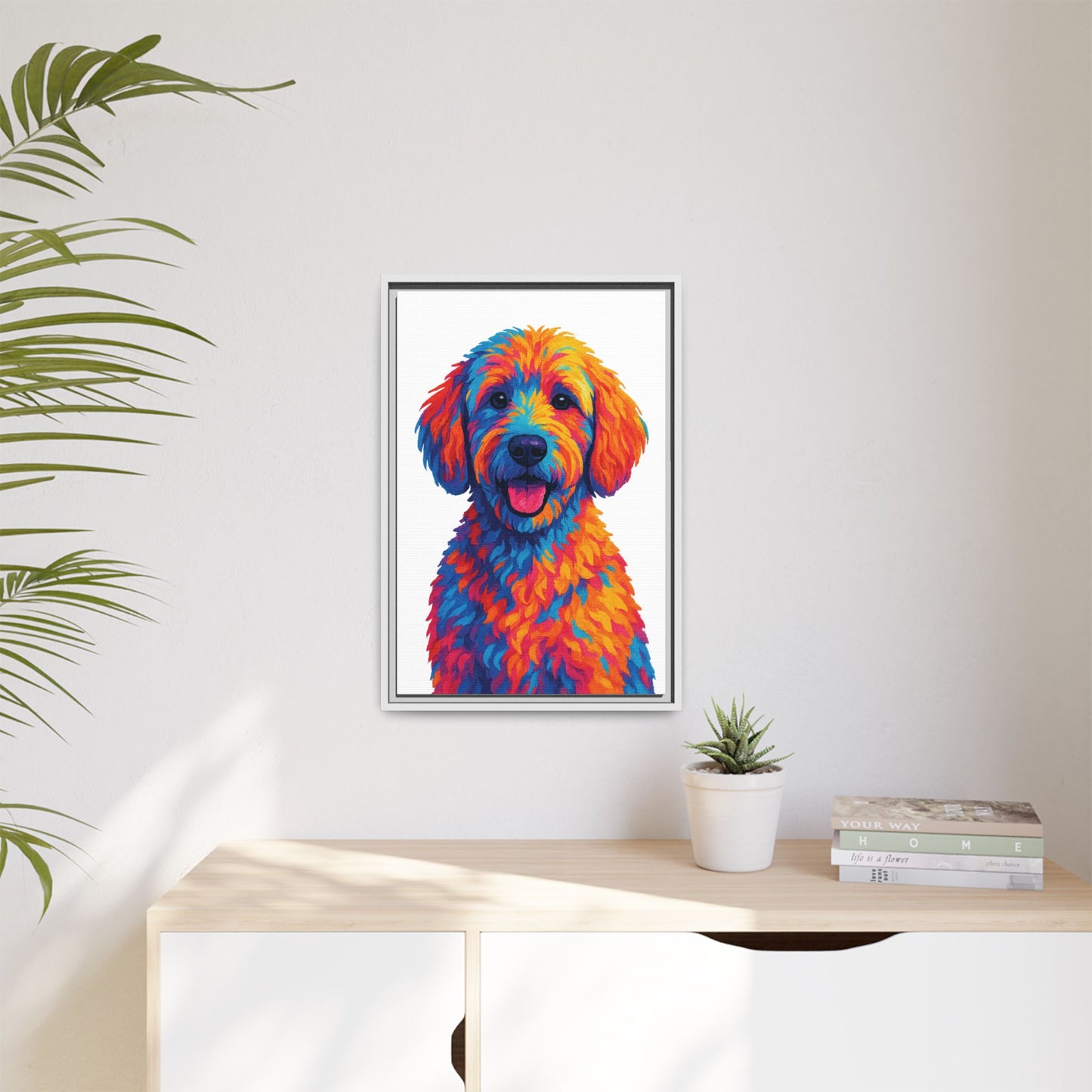 Matte Canvas, Framed (Multi-color) - The Pup Factory - White Goldendoodle