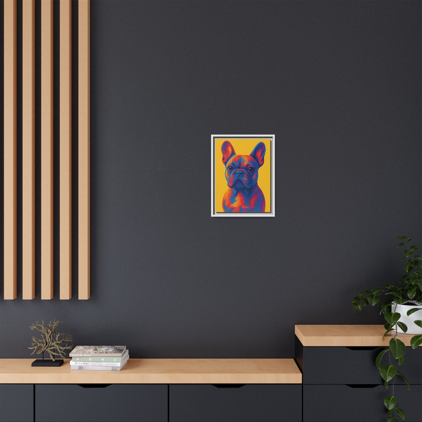 Matte Canvas, Framed (Multi-color) - The Pup Factory - Yellow Frenchie