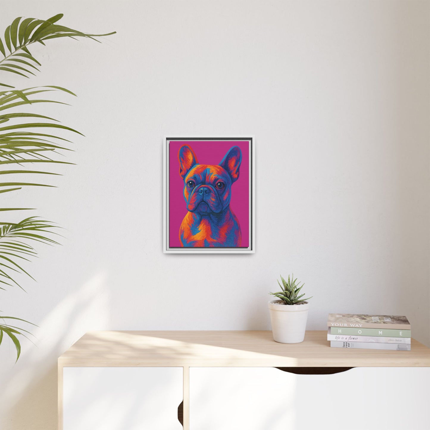 Matte Canvas, Framed (Multi-color) - The Pup Factory - Pink Frenchie