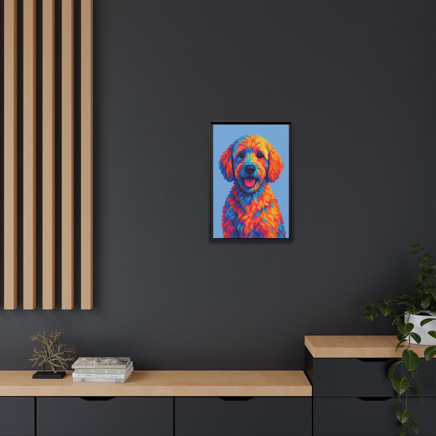 Matte Canvas, Framed (Multi-color) - The Pup Factory - Carolina Blue Goldendoodle