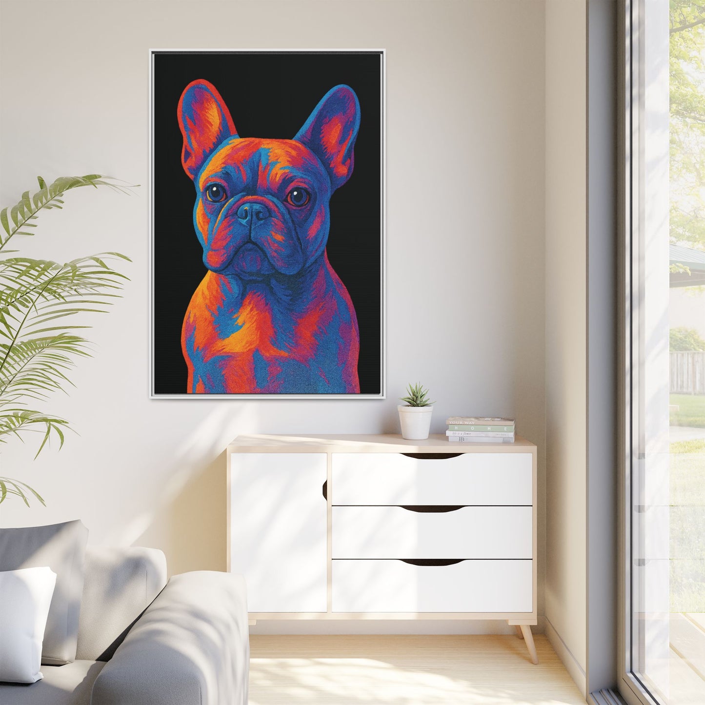 Matte Canvas, Framed (Multi-color) - The Pup Factory - Black Frenchie