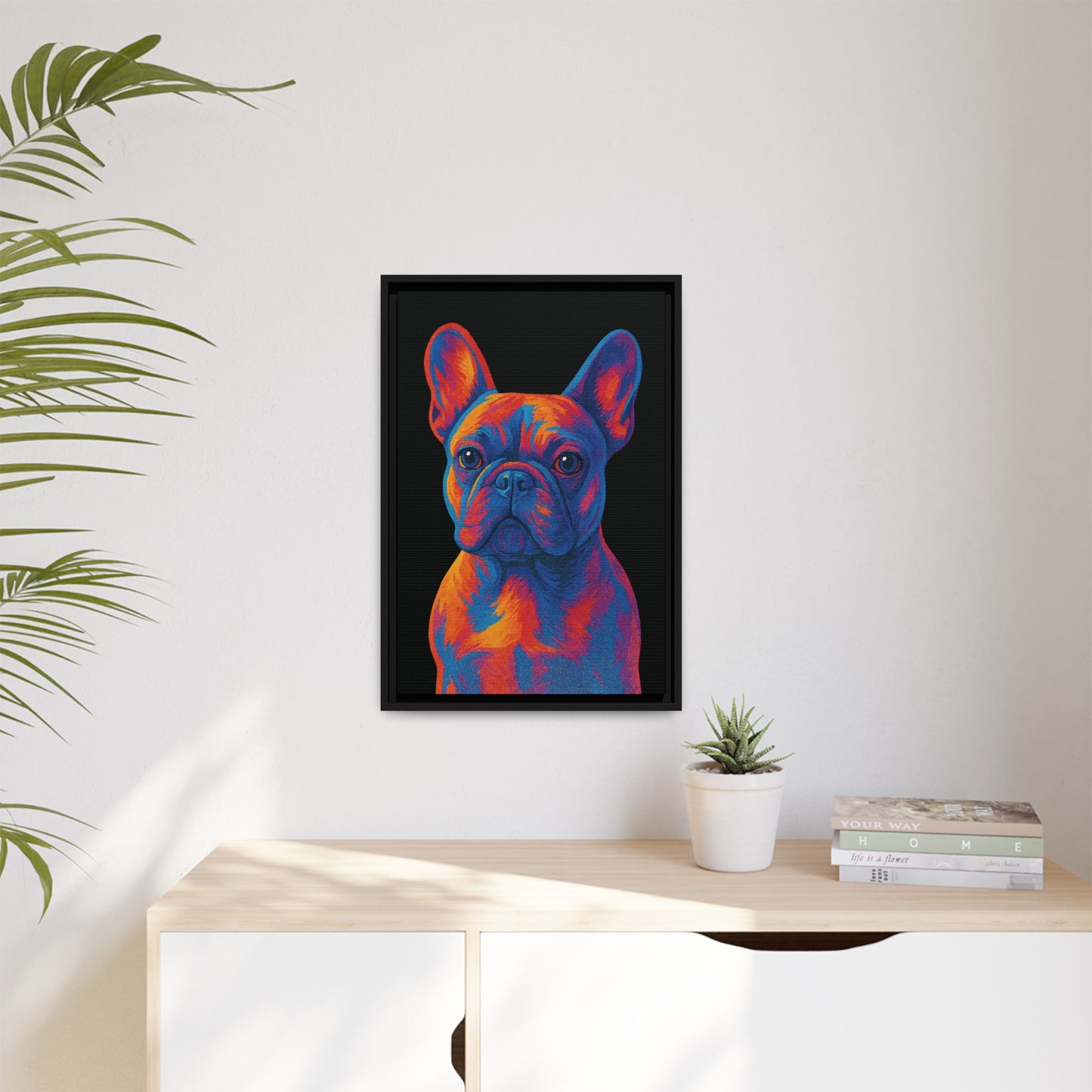 Matte Canvas, Framed (Multi-color) - The Pup Factory - Black Frenchie