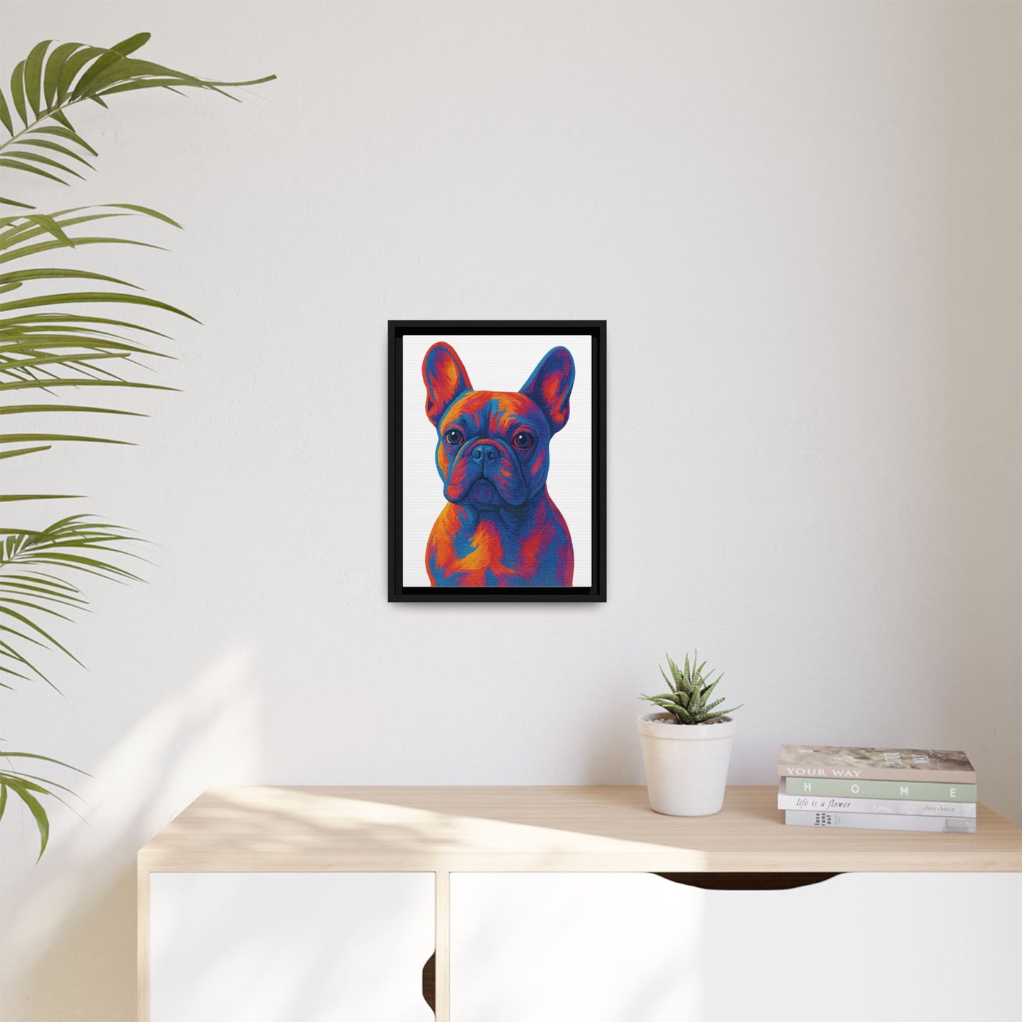 Matte Canvas, Framed (Multi-color) - The Pup Factory - White Frenchie