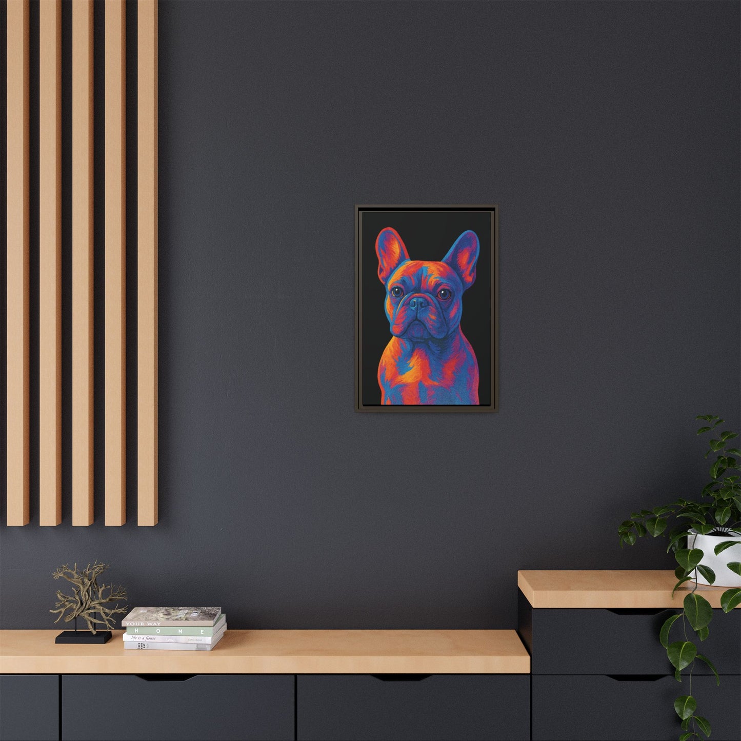 Matte Canvas, Framed (Multi-color) - The Pup Factory - Black Frenchie