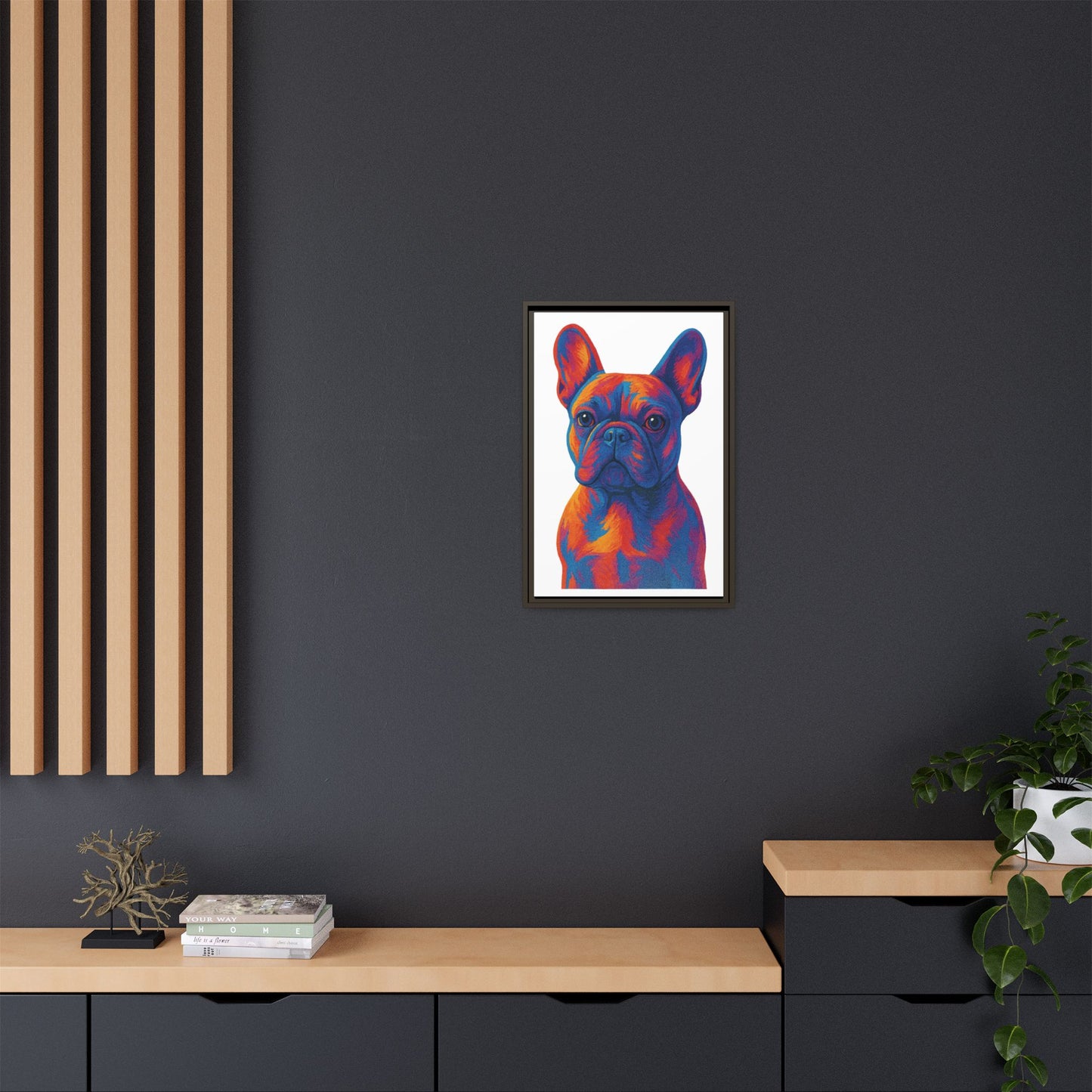 Matte Canvas, Framed (Multi-color) - The Pup Factory - White Frenchie
