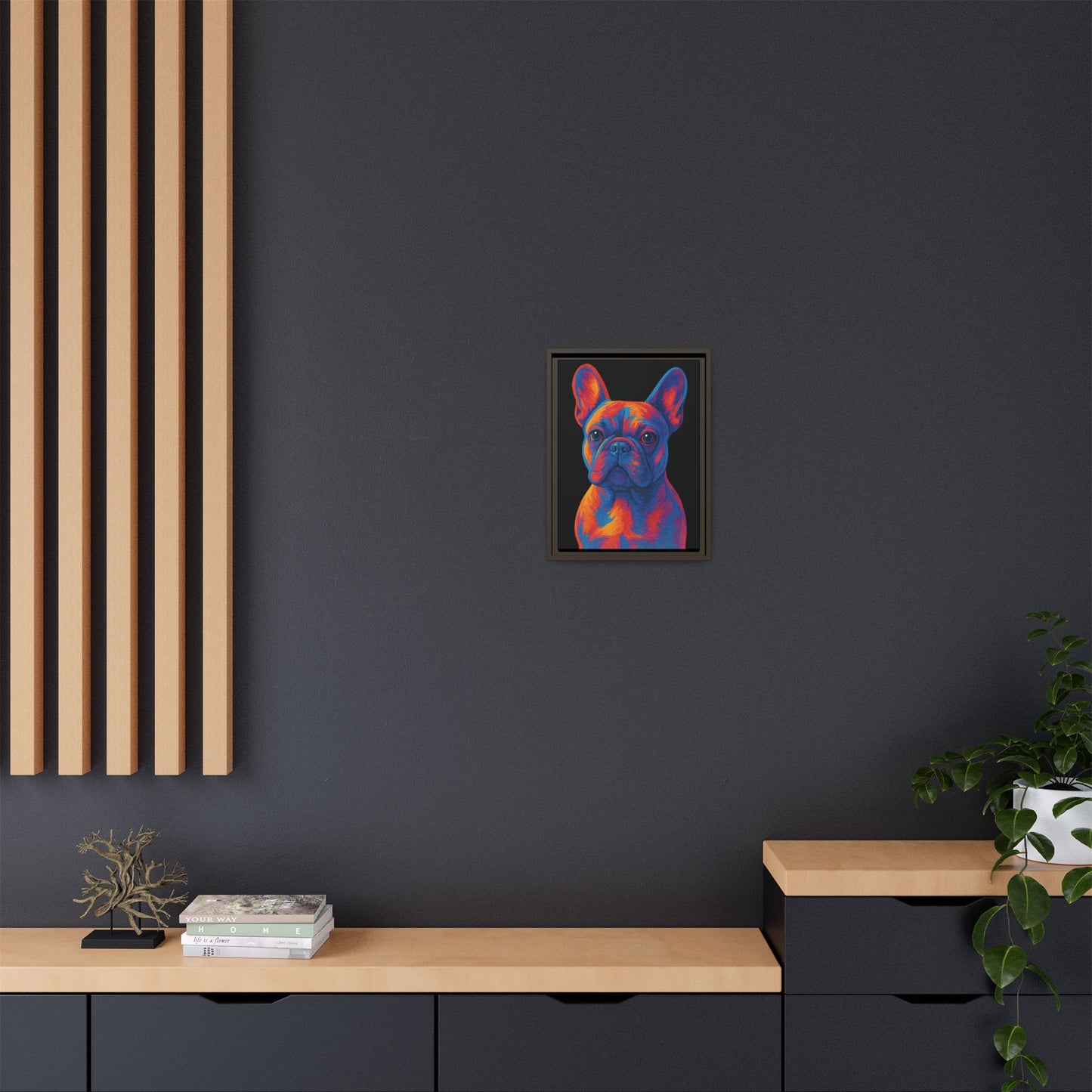 Matte Canvas, Framed (Multi-color) - The Pup Factory - Black Frenchie