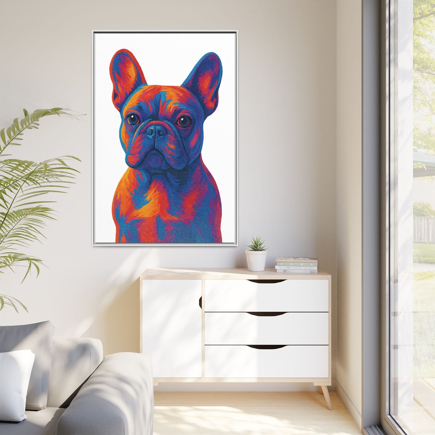 Matte Canvas, Framed (Multi-color) - The Pup Factory - White Frenchie