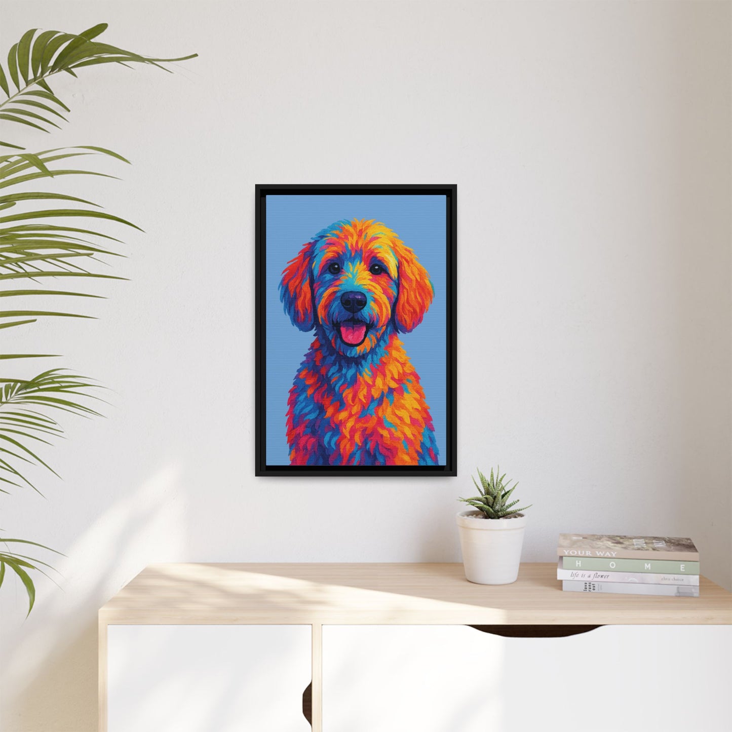 Matte Canvas, Framed (Multi-color) - The Pup Factory - Carolina Blue Goldendoodle