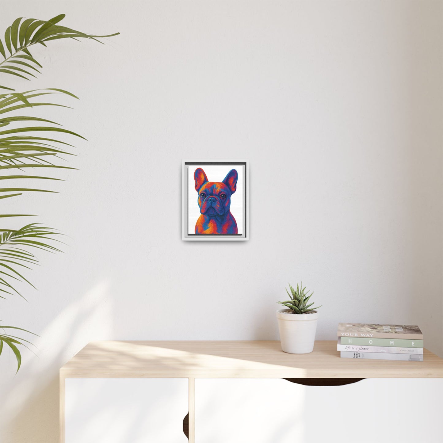 Matte Canvas, Framed (Multi-color) - The Pup Factory - White Frenchie