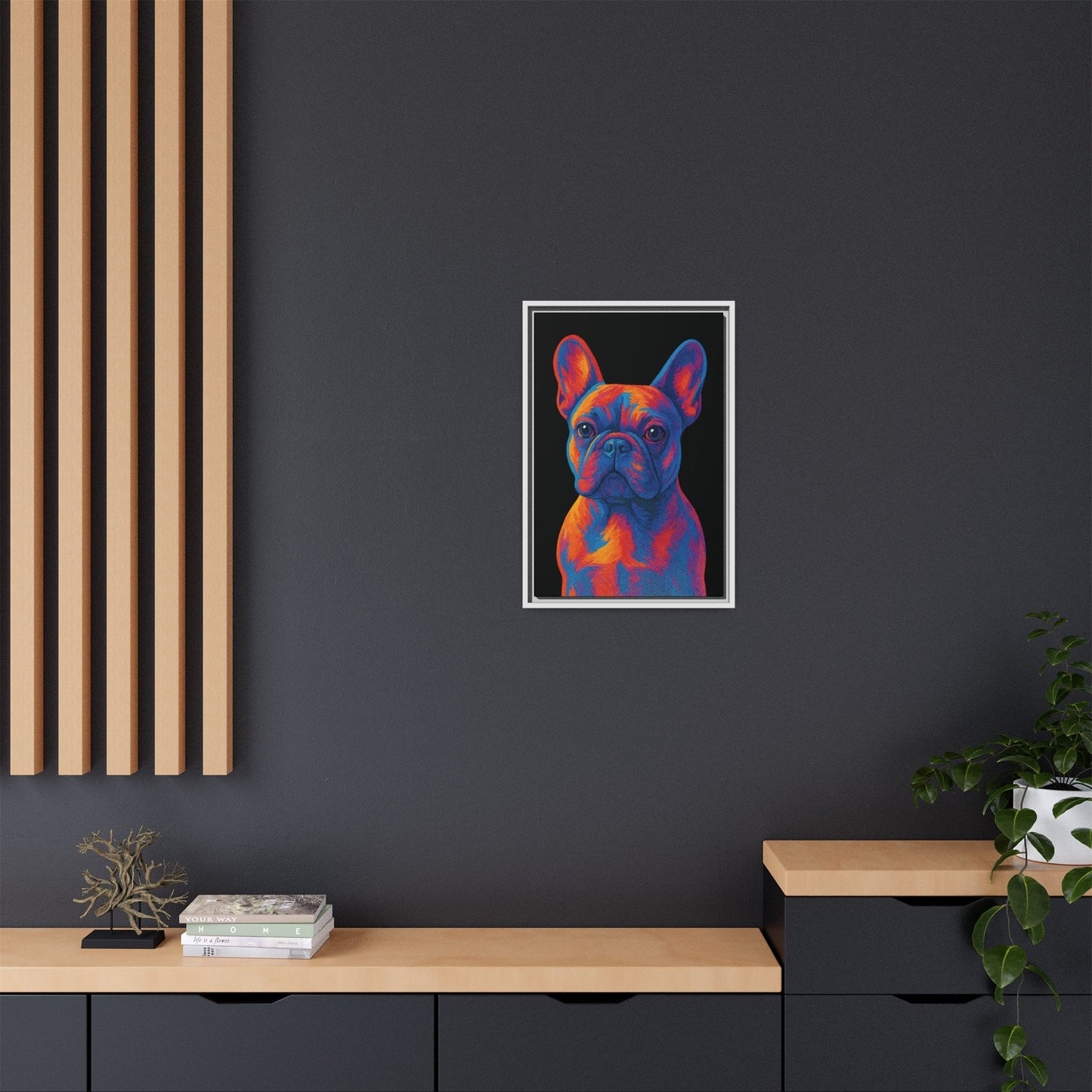 Matte Canvas, Framed (Multi-color) - The Pup Factory - Black Frenchie