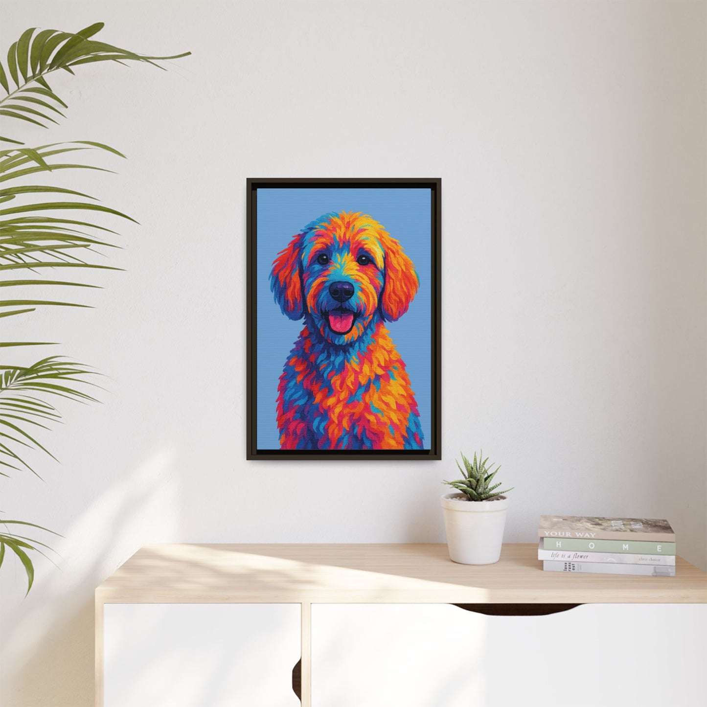 Matte Canvas, Framed (Multi-color) - The Pup Factory - Carolina Blue Goldendoodle