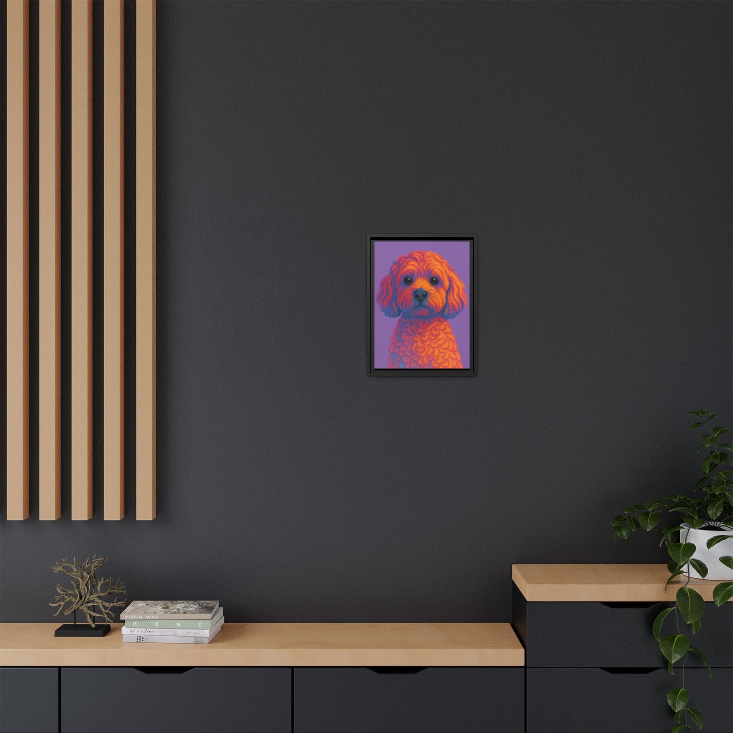 Matte Canvas, Framed (Multi-color) - The Pup Factory - Purple Cavapoo