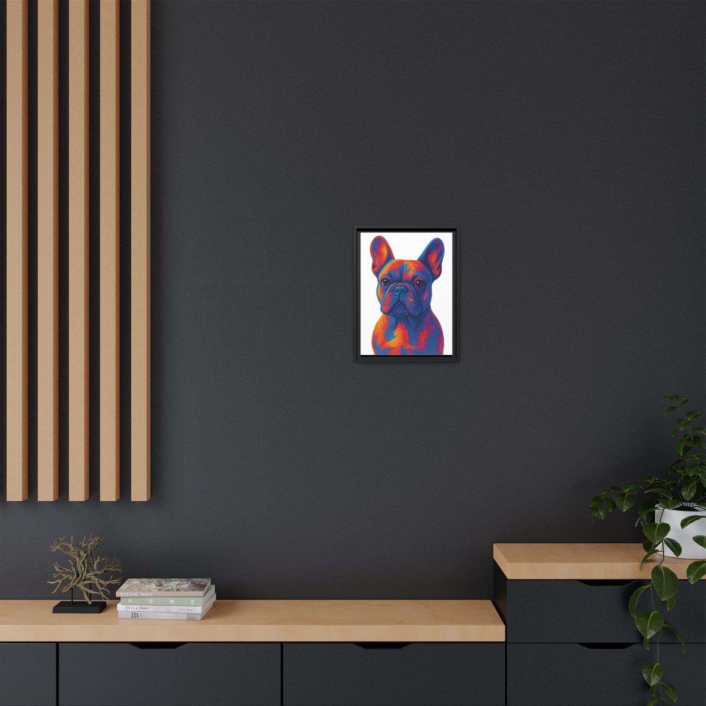 Matte Canvas, Framed (Multi-color) - The Pup Factory - White Frenchie