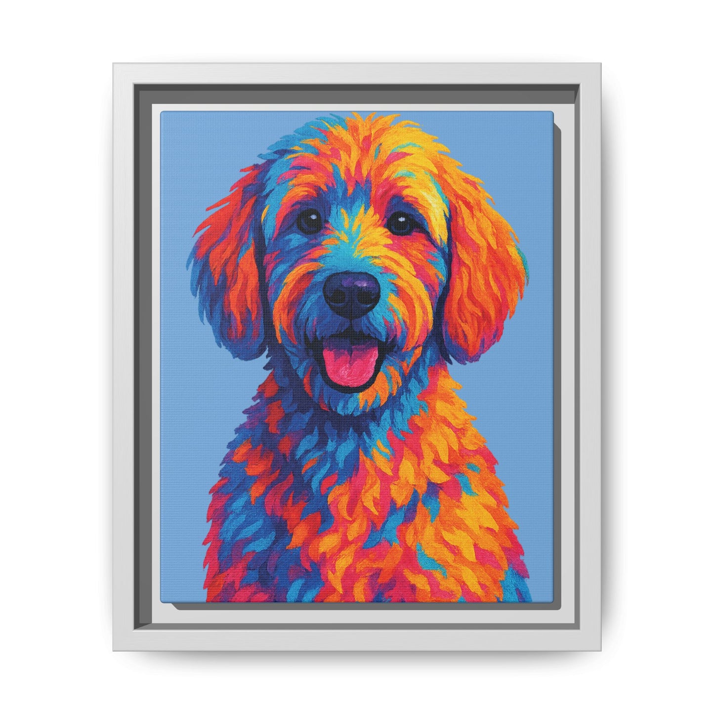 Matte Canvas, Framed (Multi-color) - The Pup Factory - Carolina Blue Goldendoodle