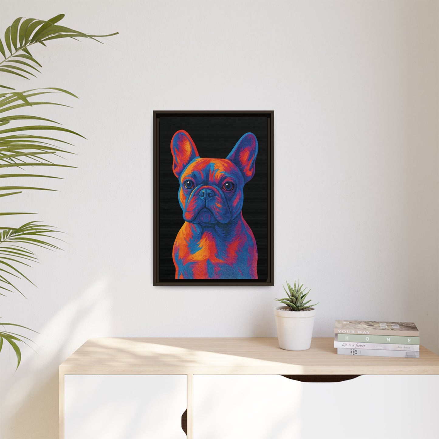 Matte Canvas, Framed (Multi-color) - The Pup Factory - Black Frenchie