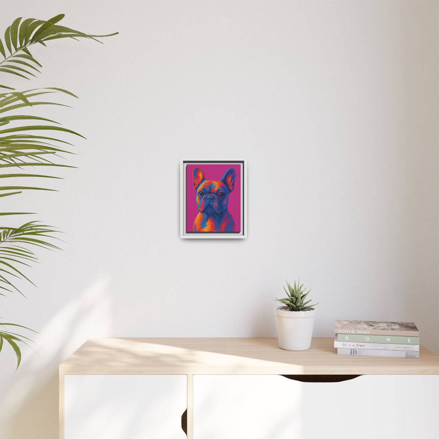 Matte Canvas, Framed (Multi-color) - The Pup Factory - Pink Frenchie