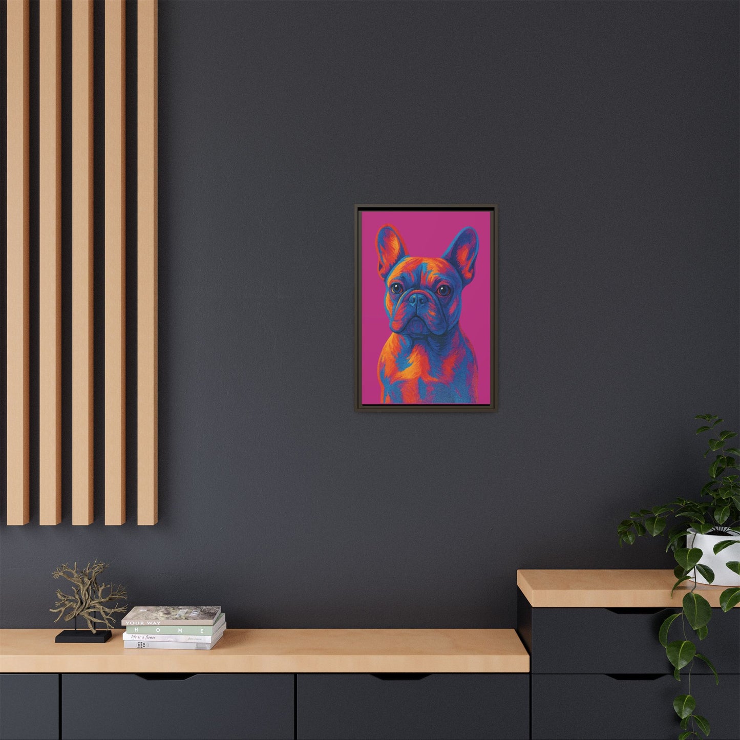 Matte Canvas, Framed (Multi-color) - The Pup Factory - Pink Frenchie
