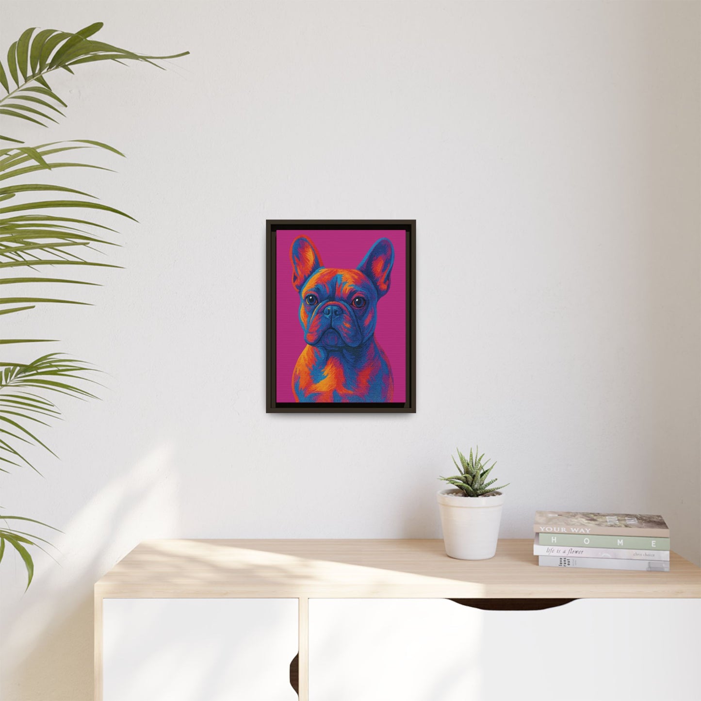 Matte Canvas, Framed (Multi-color) - The Pup Factory - Pink Frenchie