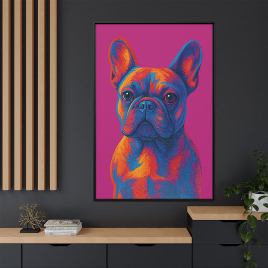 Matte Canvas, Framed (Multi-color) - The Pup Factory - Pink Frenchie