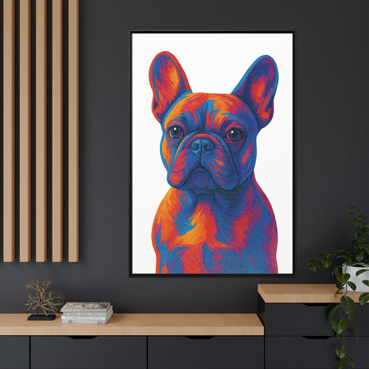 Matte Canvas, Framed (Multi-color) - The Pup Factory - White Frenchie