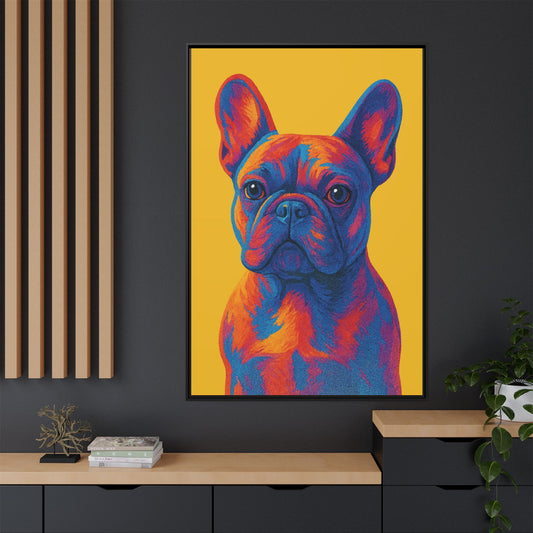 Matte Canvas, Framed (Multi-color) - The Pup Factory - Yellow Frenchie