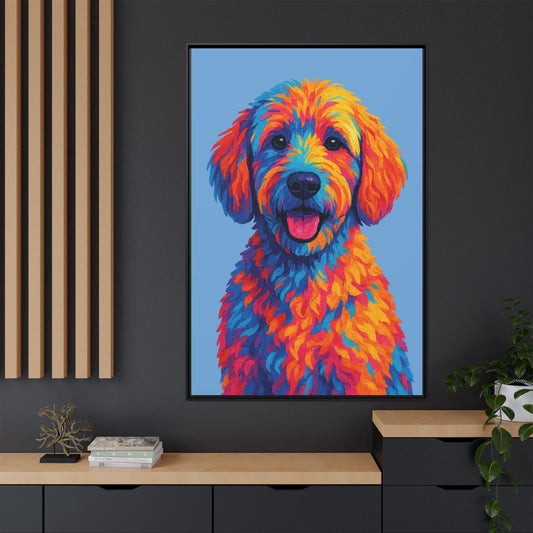 Matte Canvas, Framed (Multi-color) - The Pup Factory - Carolina Blue Goldendoodle